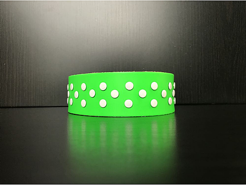 Fluorescent Green/White Studs - Leather Dog Collar - Size L